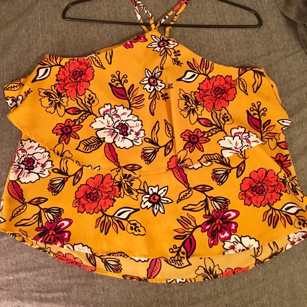 Boutique halter style spaghetti strap in mustard